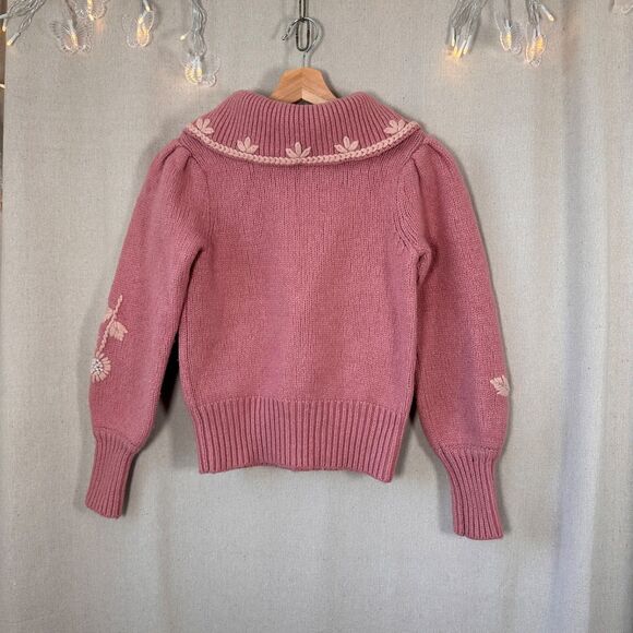LoveShackFancy Union Collared Pullover in Rose Blush Size XS - Picture 11 of 16